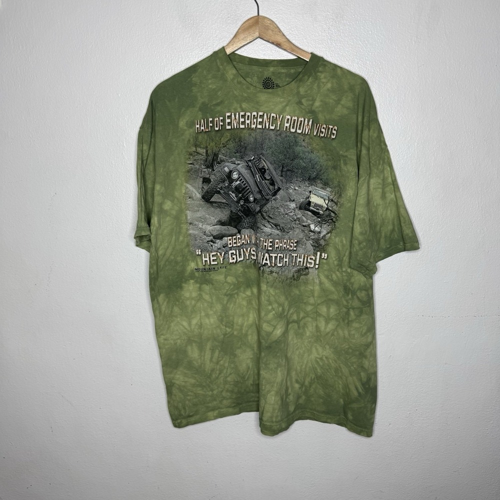 The Mountain Green Jeep 4 Wheelin Mountain Life T-Shirt Men's 3XL